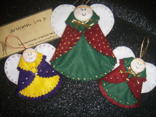 Anjos de Natal em feltro Artesanato Lua P Aparador Sala De Jantar ~ Anjos de Natal em feltro Artesanato Lua P