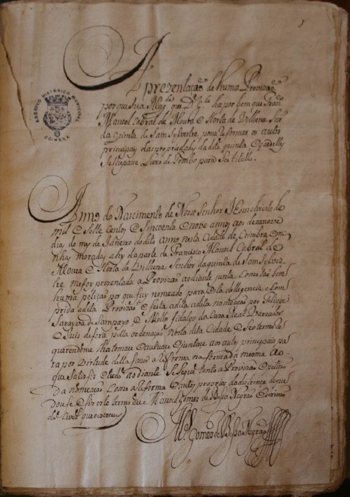 Tombo da Quinta de São Silvestre, 1759. Fl .1.jpg