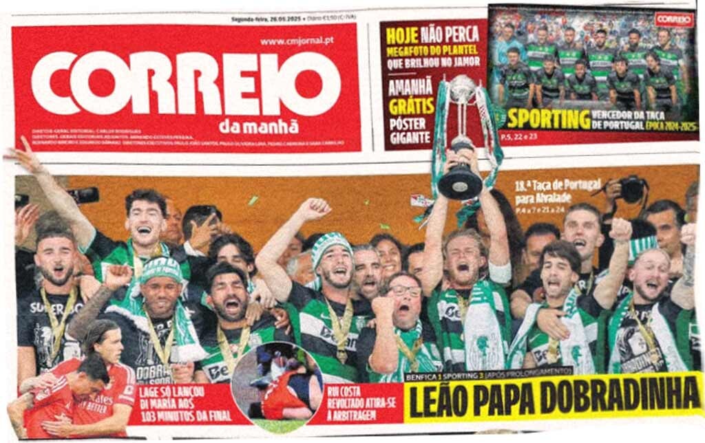 Benfica 1 - Sporting 3 (após prolongamento), «Correio da Manhã», 26/V/25