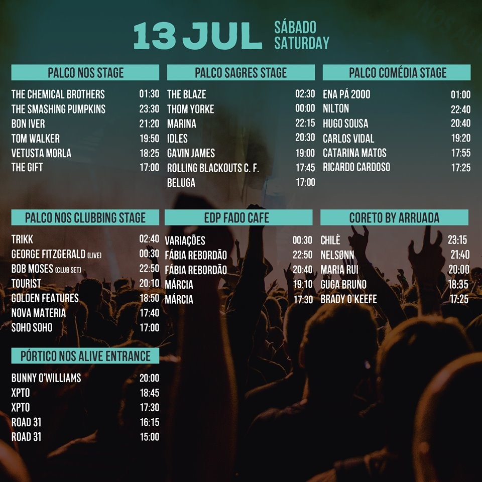 NOS Alive 2019: horários para o dia 13 de julho - MUSICPORTUGAL